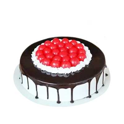 "Delicious round shape chocolate cake with cherries -1kg - Click here to View more details about this Product